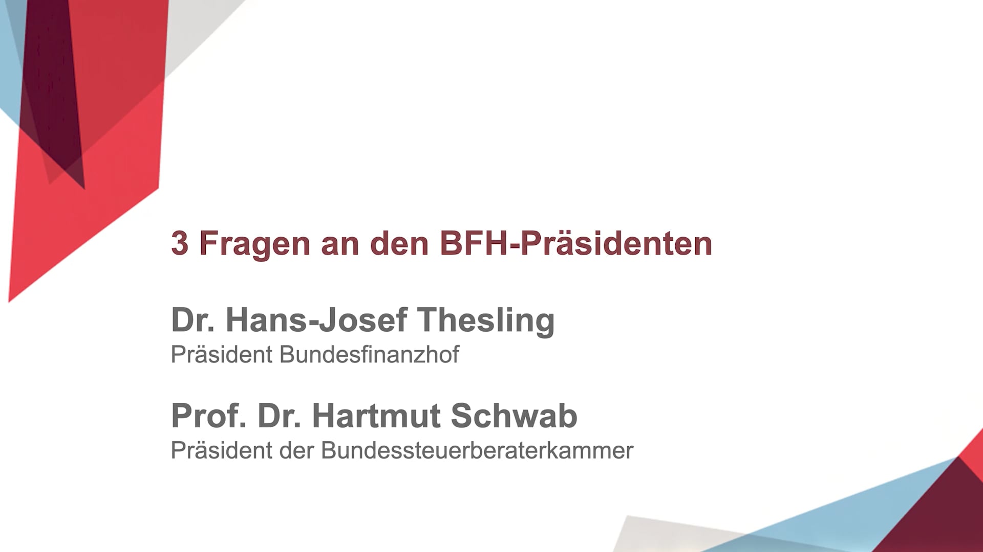 Drei Fragen an den BFH-Präsidenten Dr. Hans-Josef Thesling